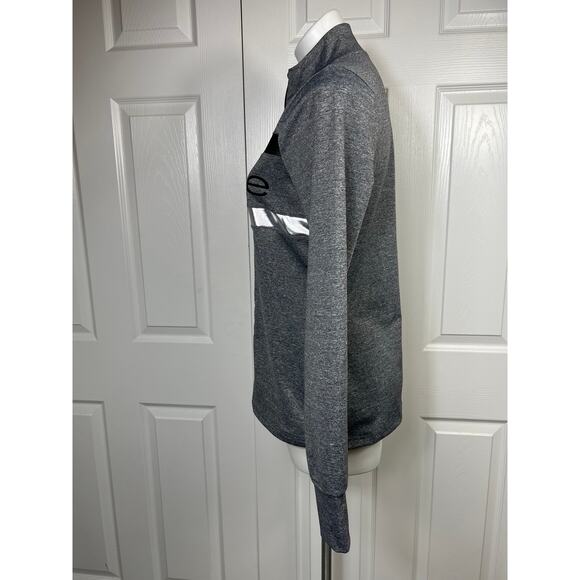 Bebe Sport Heather Gray Mesh Striped Zip Front Athletic Jacket Size Medium - Picture 2 of 6